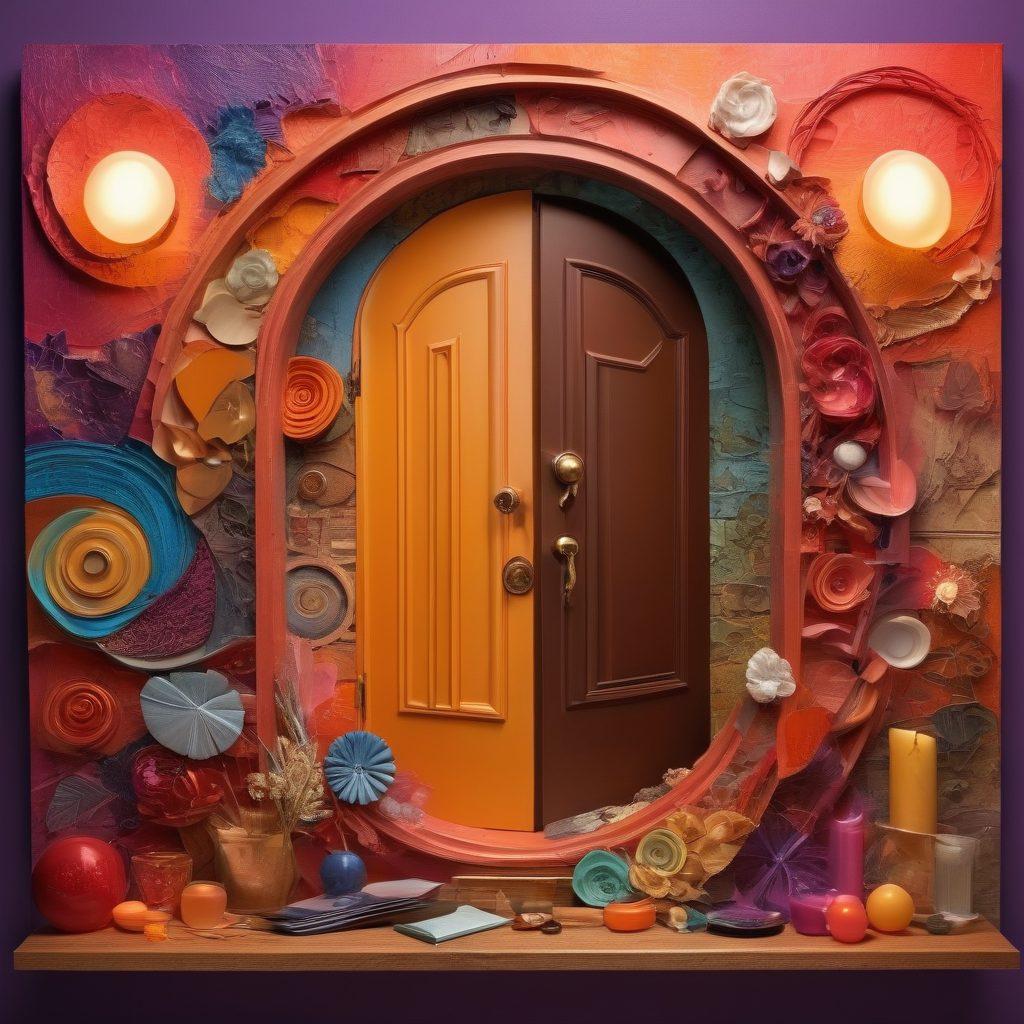 A visually appealing collage of diverse adult entertainment elements, including abstract art representing intimacy and passion, tastefully presented adult-themed symbols, and an inviting setting with warm lighting. Incorporate elements of exploration and adventure such as a key unlocking a door to a new world of experiences. Create a sense of sophistication and openness while maintaining a sense of mystery. vibrant colors. 3D. elegant design.